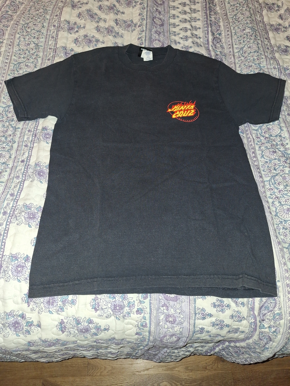 Santa Cruz Skateboards Boy's Black Graphic Tee with Flame Logo